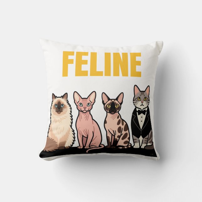 Vintage Feline Breeds Cushion (Front)