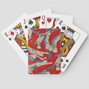 Vintage Feline Fabric Design Playing Cards