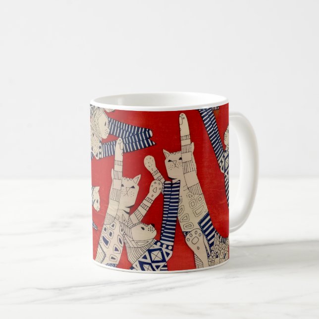 Vintage Feline Fabric Mug (Front Right)
