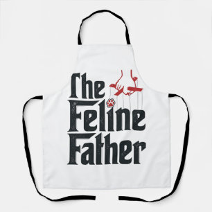 Vintage Feline Father Cat Humour Vector Design_1 Apron