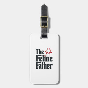 Vintage Feline Father Cat Humour Vector Design_1 Luggage Tag