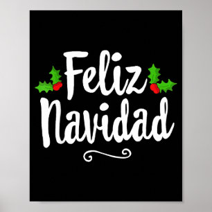 Vintage Feliz Navidad Retro Mexican Christmas Span Poster