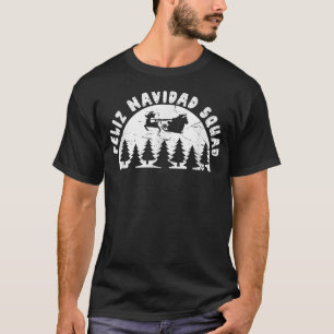 Vintage Feliz Navidad Squad Santa Reindeer Christm T-Shirt