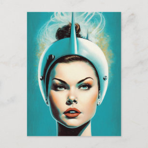Vintage Female Astronaut  Postcard
