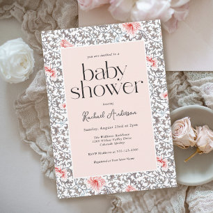 Vintage Feminine Floral Girl Baby Shower Invitation