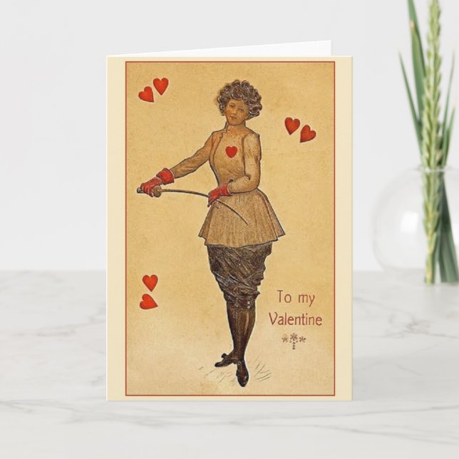 Vintage Fencer Valentine's Day Greeting Card (Front)