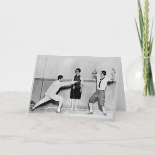 Vintage Fencing Bout Note Card