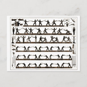 Vintage Fencing Instruction Postcard