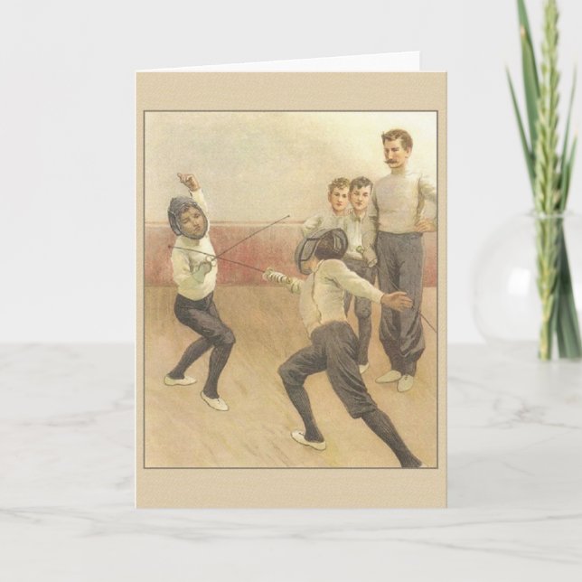 Vintage Fencing Lesson Note Card (Front)