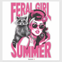 Vintage Feral Girl Summer Opossum Funny Racoon 
