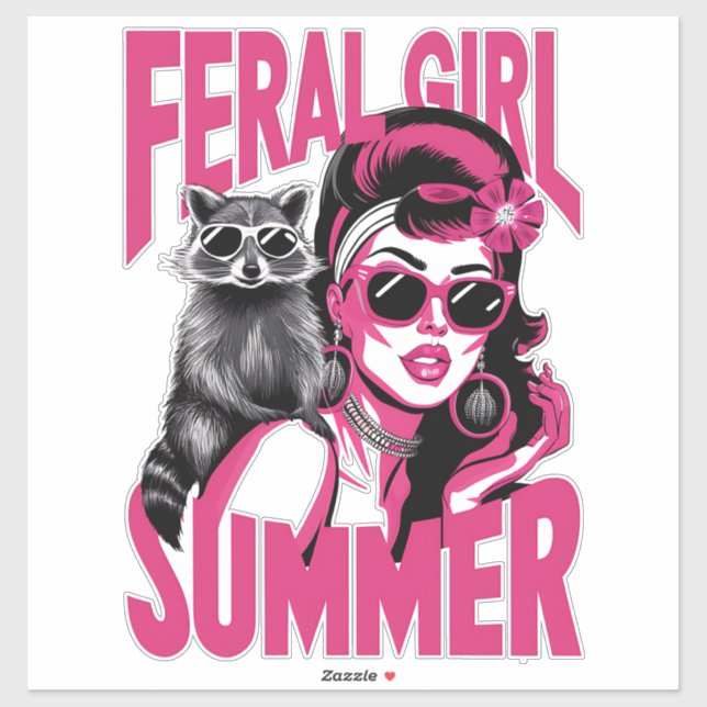 Vintage Feral Girl Summer Opossum Funny Racoon  (Sheet)