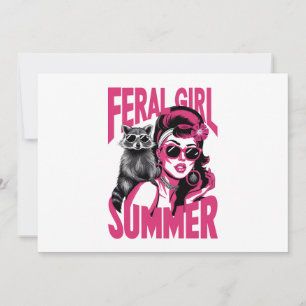 Vintage Feral Girl Summer Opossum Funny Racoon  Invitation
