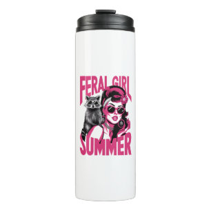 Vintage Feral Girl Summer Opossum Funny Racoon Thermal Tumbler
