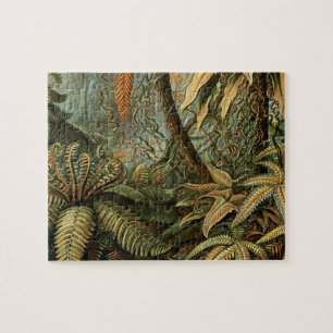 Vintage Ferns and Palm Tree Botanical Jigsaw Puzzle