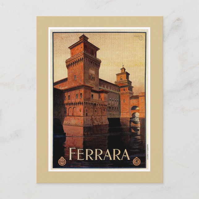 Vintage Ferrara Italian travel poster Postcard (Front)