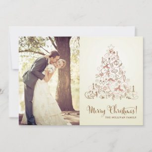 VINTAGE FESTIVE CHRISTMAS TREE HOLIDAY PHOTO CARD