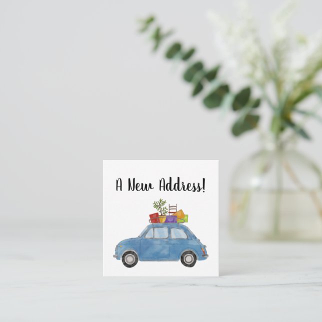 Vintage Fiat 500 New address card (Standing Front)