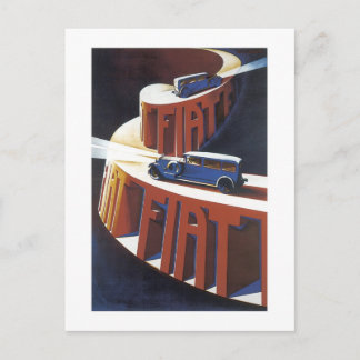 Vintage Fiat Ad Postcard