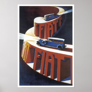 Vintage Fiat Ad Poster
