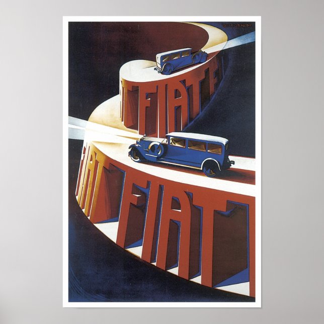 Vintage Fiat Ad Poster (Front)