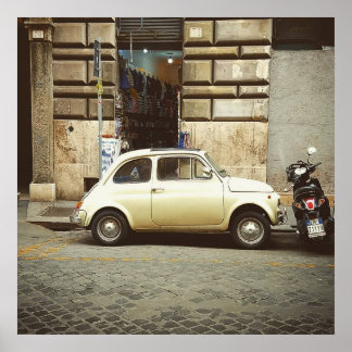 Vintage Fiat In Rome Poster