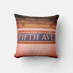 Vintage Fifth Avenue Sign - Manhattan, NYC Cushion