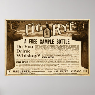 Vintage Fig Rye Whiskey Ad from 1899 Poster