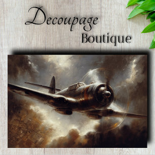 Vintage Fighter Plane Decoupage Tissue Paper
