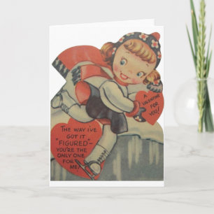 Vintage Figure Skater Valentine's Day Card