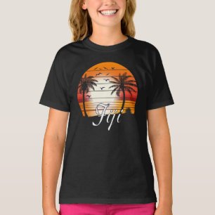 Vintage Fiji Palm Trees Summer Beach T-Shirt