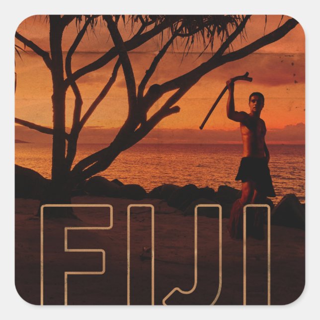 Vintage Fiji Square Sticker (Front)