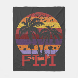 Vintage Fiji Summer Beach Travel Fleece Blanket