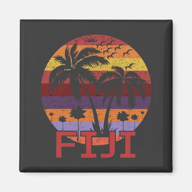 Vintage Fiji Summer Beach Travel Magnet (Front)