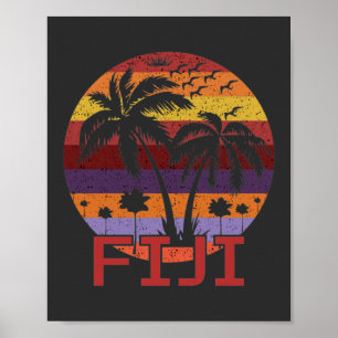 Vintage Fiji Summer Beach Travel Poster