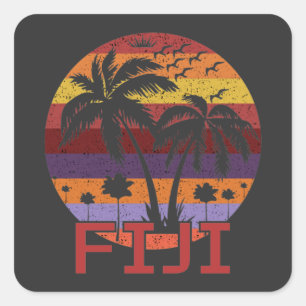 Vintage Fiji Summer Beach Travel Square Sticker