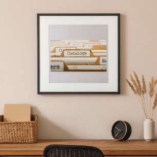 Vintage File Folder Catalogs Tab Organization Poster