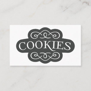 Vintage Filigree Cookies Bakery Emblem Design Business Card