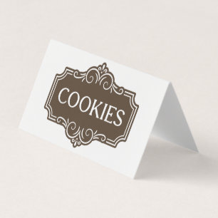 Vintage Filigree Cookies Bakery Emblem Design Business Card