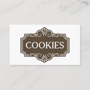 Vintage Filigree Cookies Bakery Emblem Design Business Card