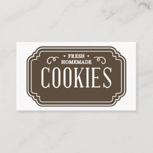 Vintage Filigree Cookies Bakery Emblem Design Business Card