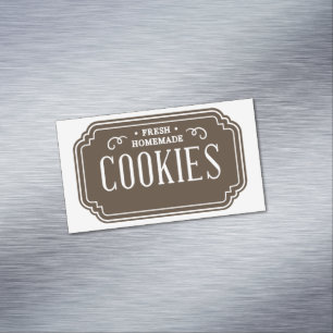 Vintage Filigree Cookies Bakery Emblem Design Magnetic Business Card