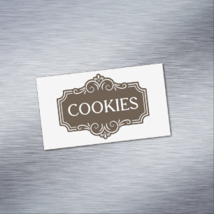 Vintage Filigree Cookies Bakery Emblem Design Magnetic Business Card