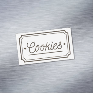Vintage Filigree Cookies Bakery Emblem Design Magnetic Business Card
