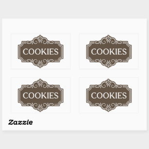 Vintage Filigree Cookies Bakery Emblem Design Rectangular Sticker
