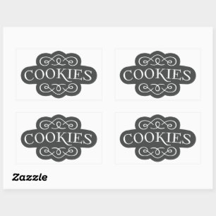 Vintage Filigree Cookies Bakery Emblem Design Rectangular Sticker