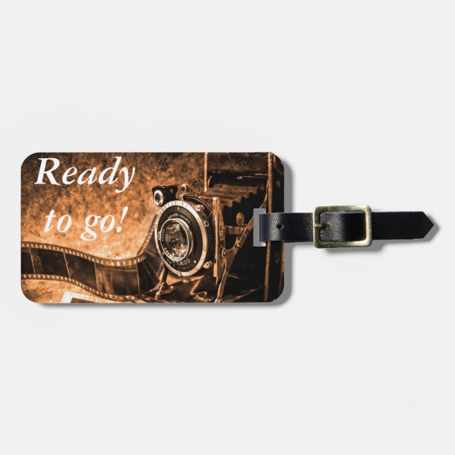 Vintage film camera -photography luggage tag (Front Horizontal)