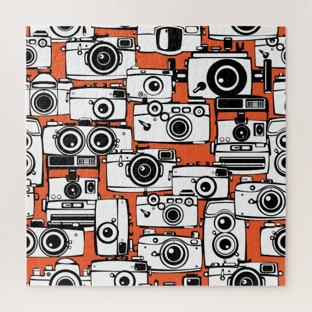 Vintage film cameras, seamless pattern. jigsaw puzzle (Vertical)