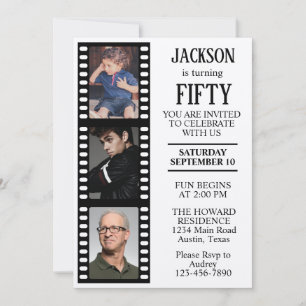 Vintage Film Strip Photo Birthday Invitation