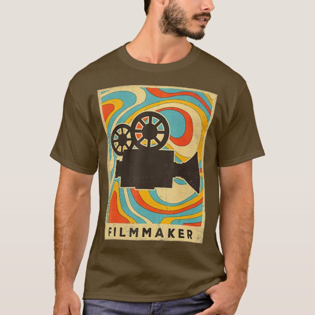 Vintage Filmmaking Retro Poster T-Shirt (Front)