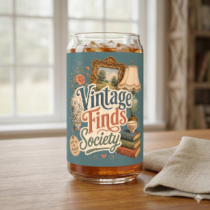 Vintage Finds Cottagecore Treasures Blue Can Glass